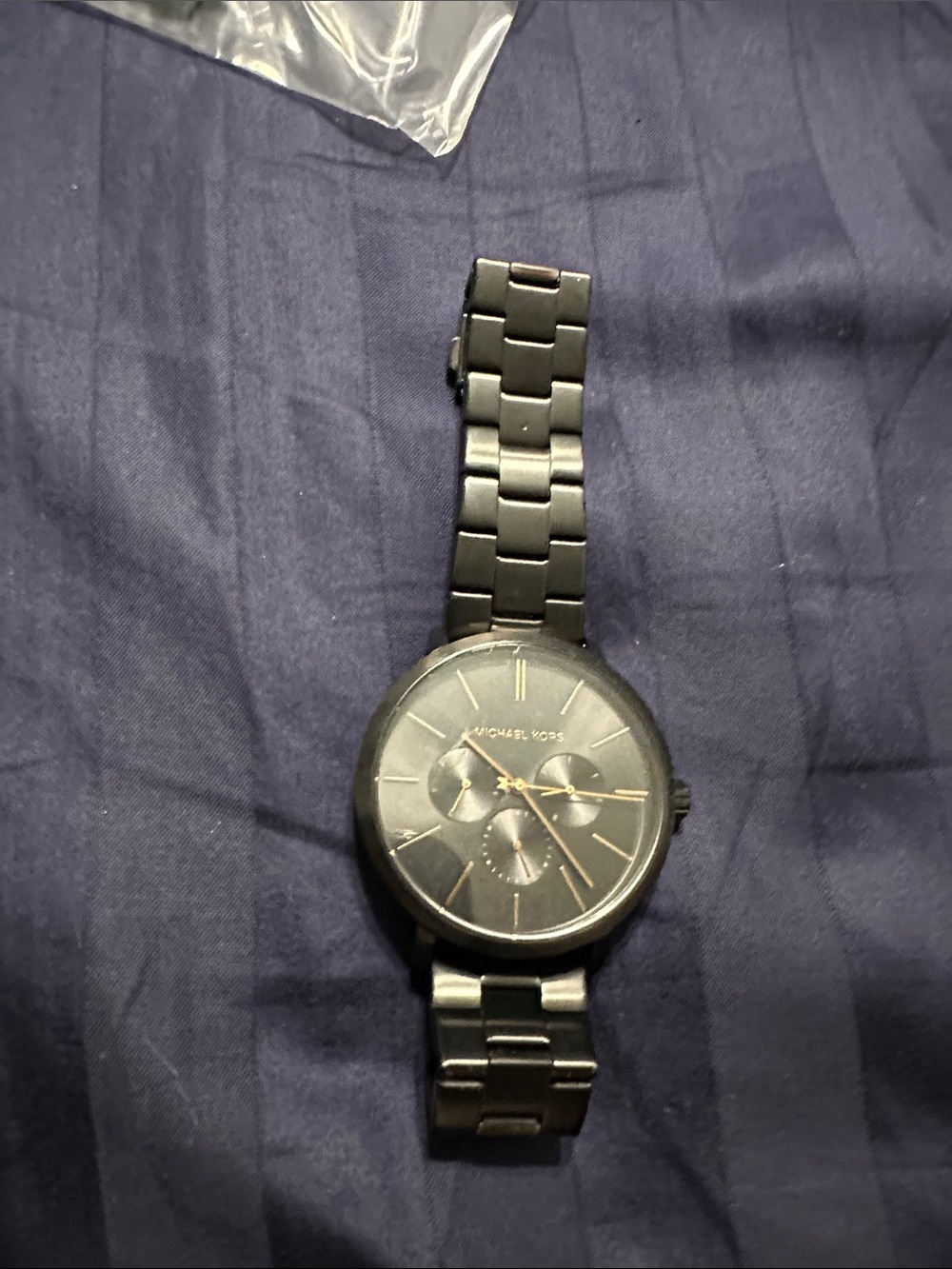 Michael Kors Matte Black Chronograph Bracelet Watch with Gold Accents